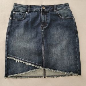 INC International Concepts Womens Jean Skirt Blue Above Knee Frayed Trim 6 New